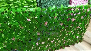 Light Green Wooden Mesh Artificial Balcony Privacy Fence