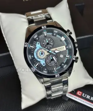 Black Face Silver Straps Curren Gents Watch #8402