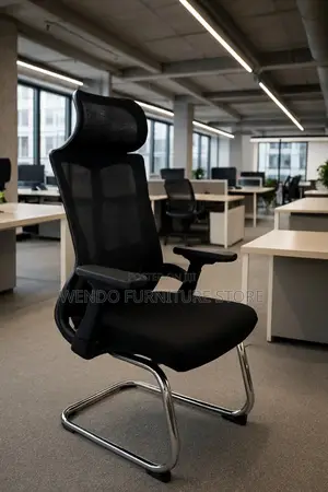 Office Chair : Black Mesh Back Visitor Office Chair - Chrome Base