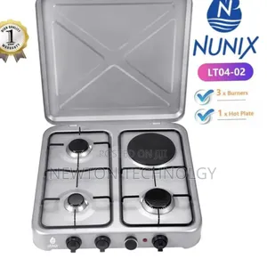 Nunix Table Top Cooker 3 Gas + 1 Electric Burner Stove