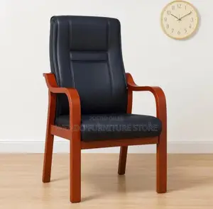 Office Chair : High-Back Executive Visitor Chair Black Leather Upholst