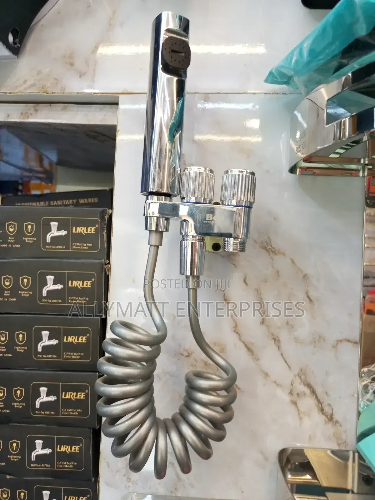 Double Silver Arabic Shower Plus Angle Valve
