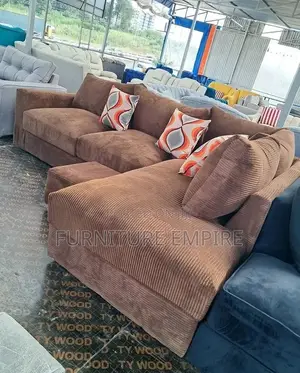 Cozy Brown Corduroy Sectional Sofa With Chaise
