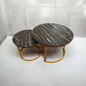 Black Nesting Coffee Table Marble Effect (Mdf)