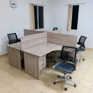 Baige Color 4 Way L Shape Office Workstation