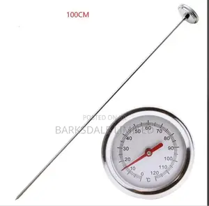 Bbq Thermometer 100cm Probe Meat Compost/Soil Stainless Steel Fast