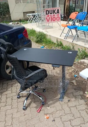 Black 1.2m Electric Adjustable Table and Headrest Chair