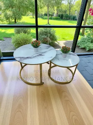Glass Top Nesting Coffee Table With Marble Effects