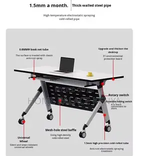 Home Study Desk: Movable Folding Splicing Table With Wheels