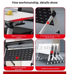 Home Study Desk: Movable Folding Splicing Table With Wheels