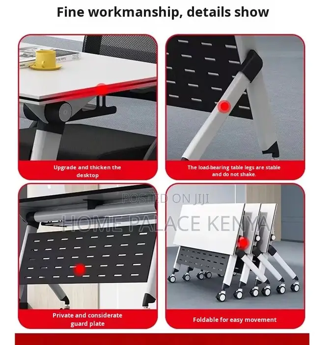 Home Study Desk: Movable Folding Splicing Table With Wheels