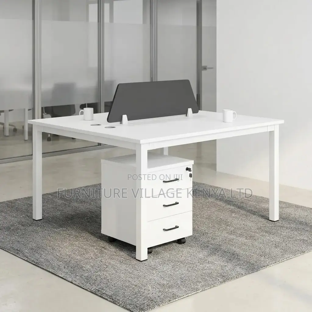 2-Person Imported White Office Workstation Desk