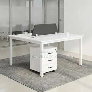 2-Person Imported White Office Workstation Desk