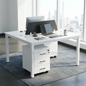 2-Person Imported White Office Workstation Desk