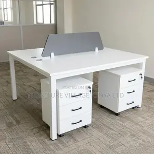 2-Person Imported White Office Workstation Desk