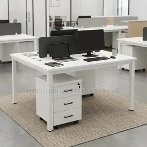 2-Person Imported White Office Workstation Desk
