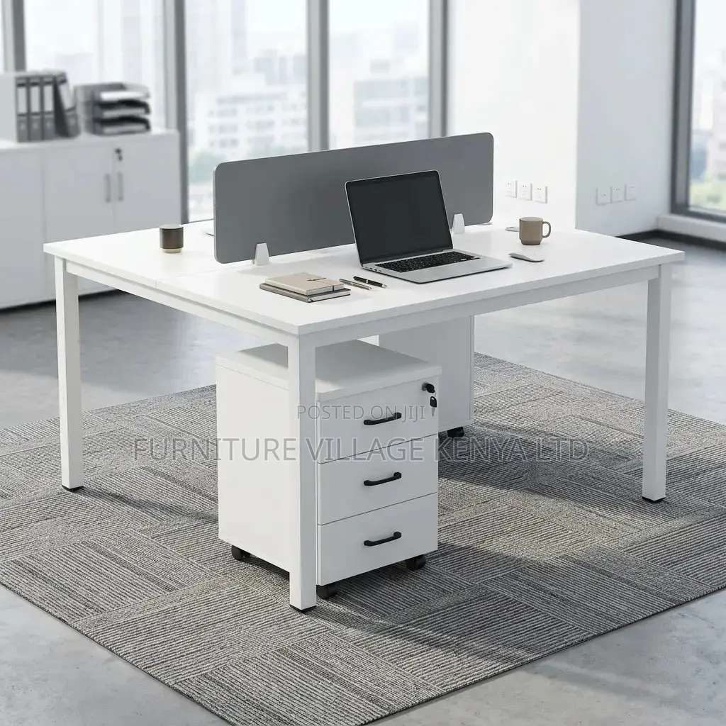 2-Person Imported White Office Workstation Desk