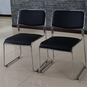 Leather Padded Simple Armless Chrome Guest Chair