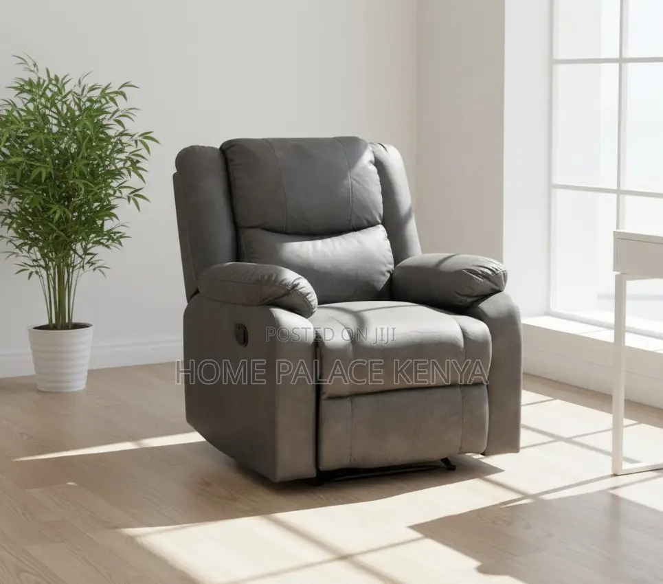 Home Sofa: Single Seat Manual Reclining Fabric Sofa