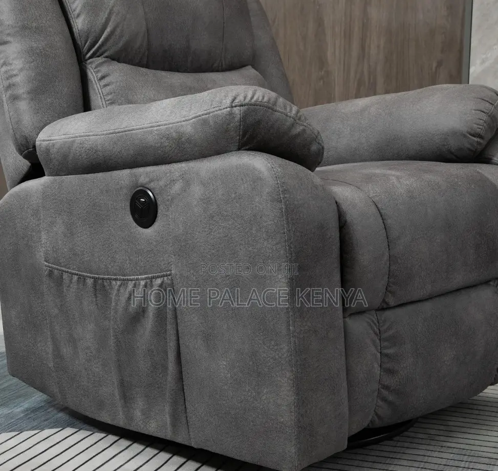 Home Sofa: Single Seat Manual Reclining Fabric Sofa