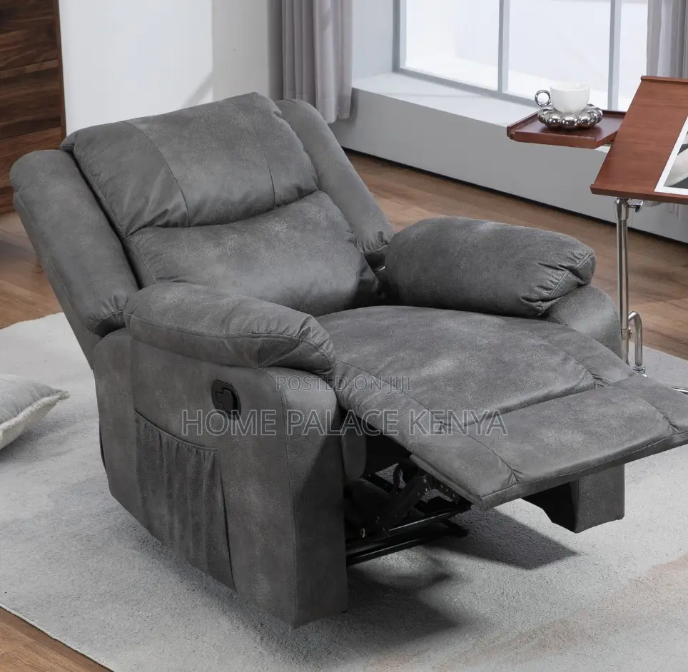 Home Sofa: Single Seat Manual Reclining Fabric Sofa