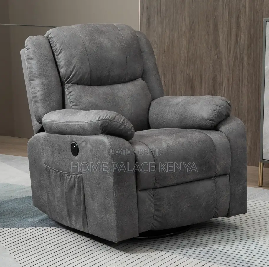 Home Sofa: Single Seat Manual Reclining Fabric Sofa