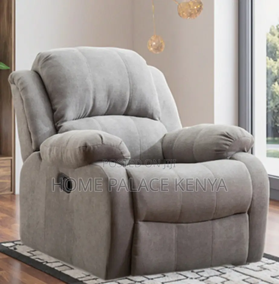 Home Sofa: Single Seat Manual Reclining Fabric Sofa