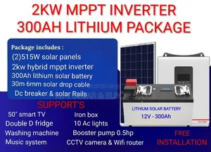 Boma 2kw Inverter - 300ah Lithium Battery - (2)515w Solar Panels Kit