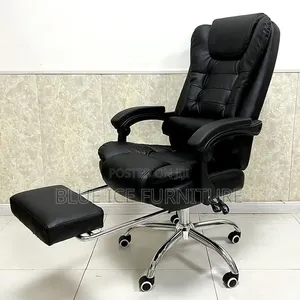 Leather Ceo Black Chair With Footrest