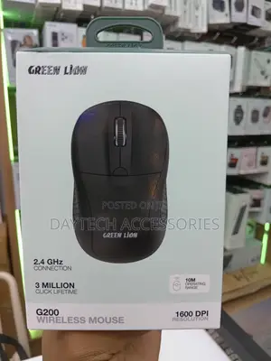 This Is a Green Lion G200 Wireless Mouse in Black.