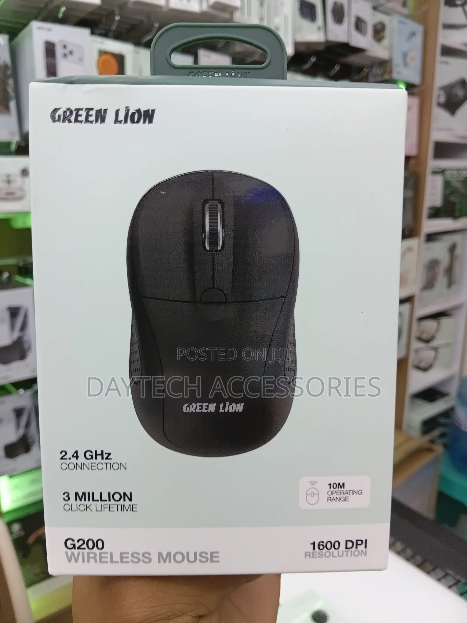 This Is a Green Lion G200 Wireless Mouse in Black.