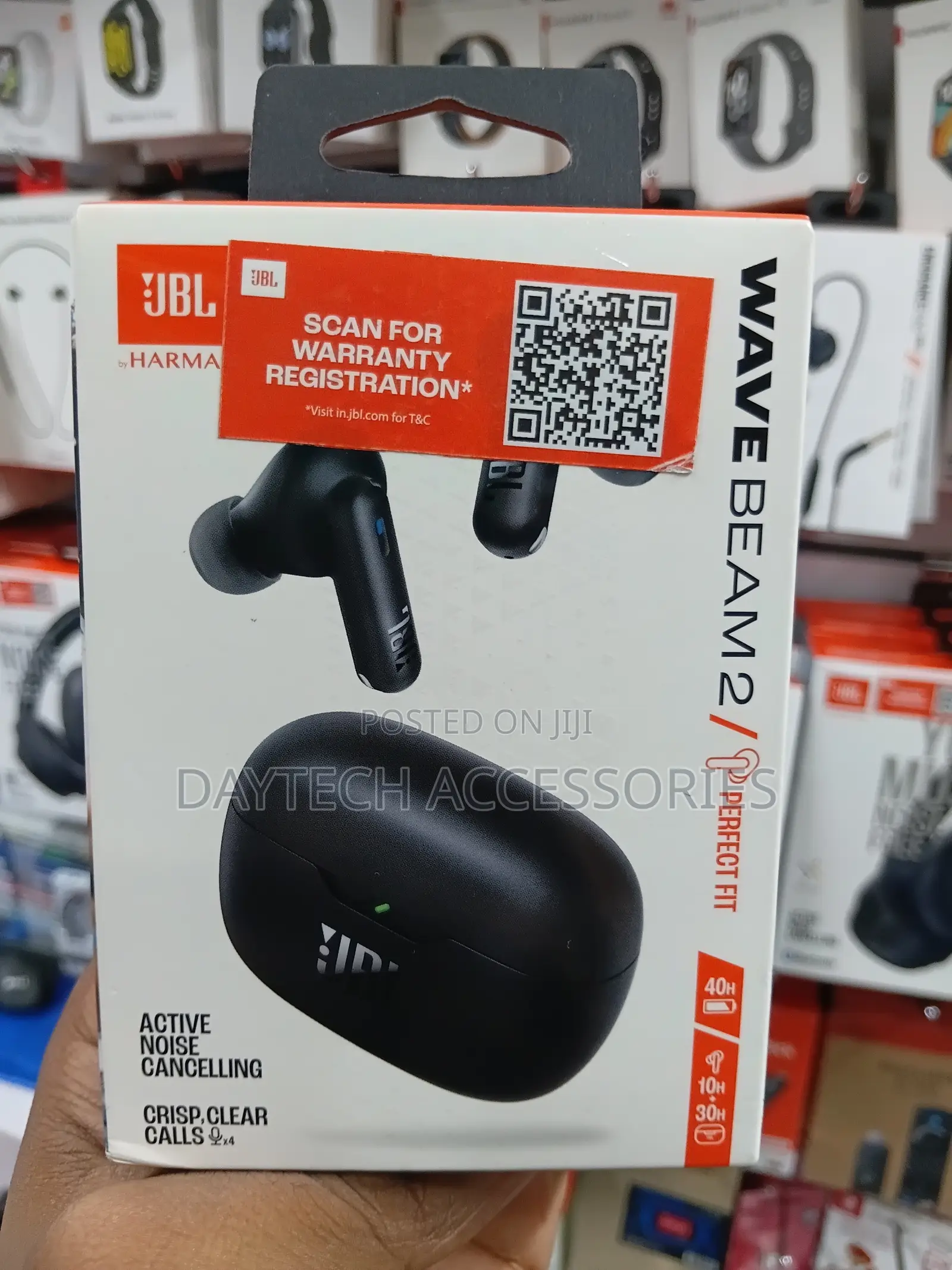 JBL Wave Beam 2 Wireless Earbuds in Black Featuring Anc.