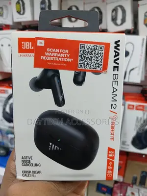 JBL Wave Beam 2 Wireless Earbuds in Black Featuring Anc.