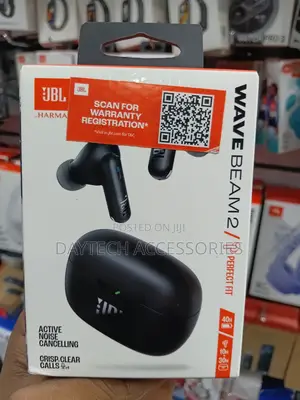 JBL Wave Beam 2 Wireless Earbuds in Black Featuring Anc.