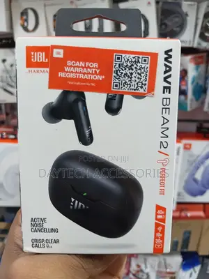 JBL Wave Beam 2 Wireless Earbuds in Black Featuring Anc.