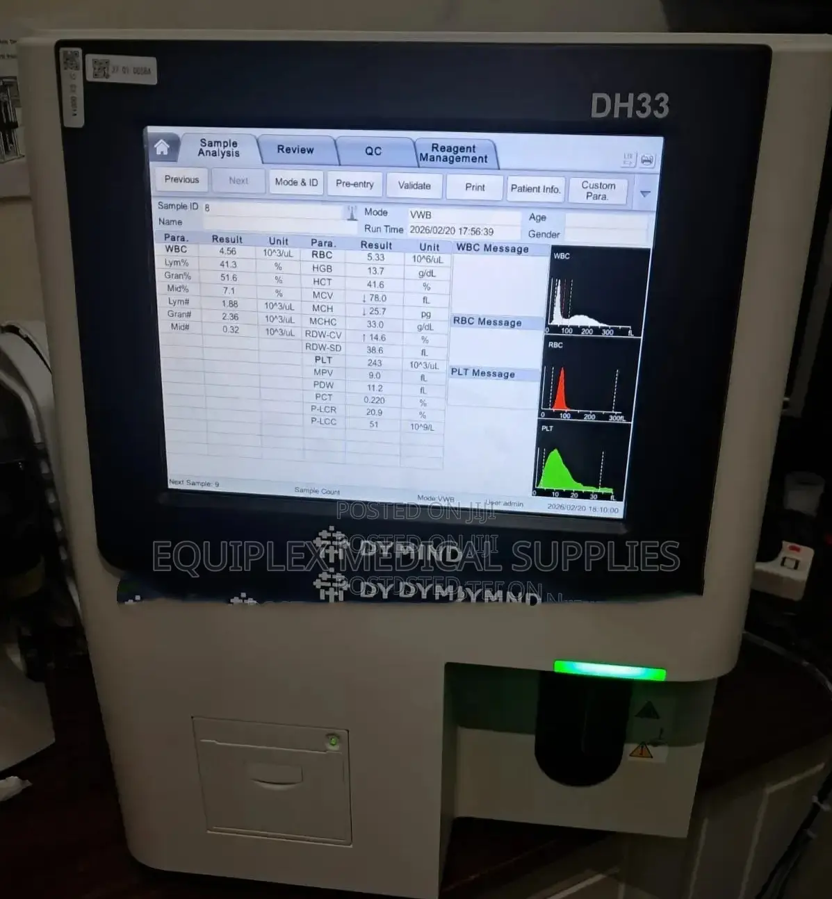 Dymind Dh33 3-Part Hematology Analyzer