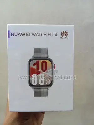 This Is a Huawei Watch Fit 4 Smart Watch With a Grey Strap.