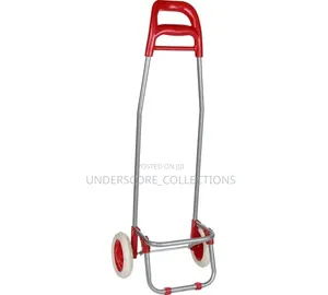 Foldable Shopping Trolley Bag With a Red and White Patterned Design