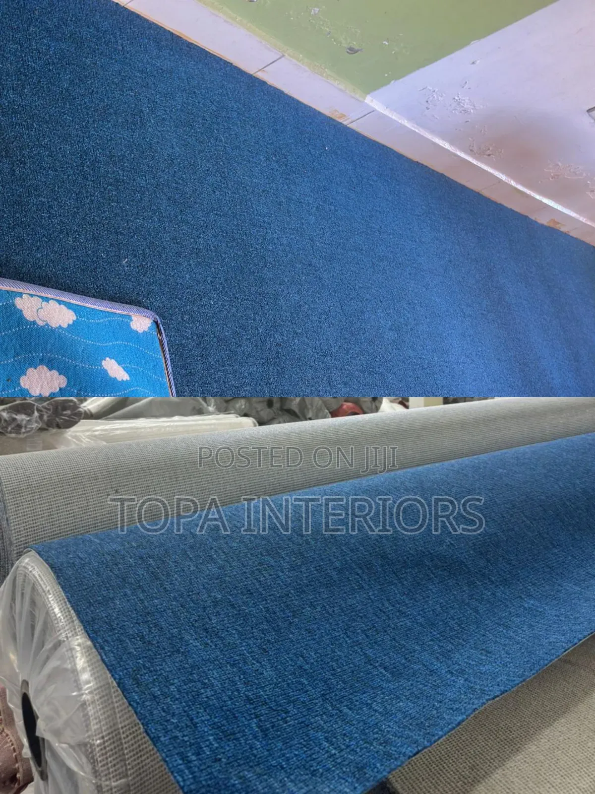 Faded Blue 4mm Thick Delta Wall to Wall Carpets for Office Floor