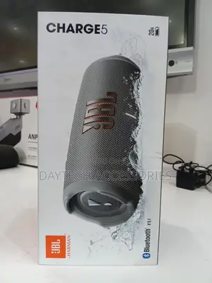 This Is a JBL Charge 5 Portable Waterproof Bluetooth Speaker in Grey.