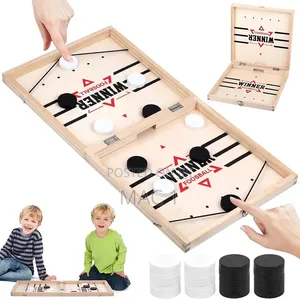 Fast Sling Puck Wooden Board Game for Kids Adults (Foldable Foosbal)