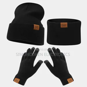 3pcs Knitted Hat Beanie Cap Winter Cold Proof Hat Scarf Gloves Sets