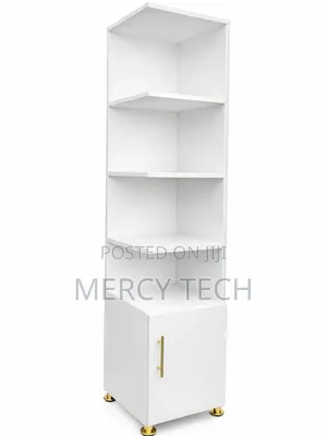 Modern White Tall Bookshelf With Cabinet