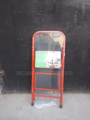 Red and Black 2-Step Foldable Steel Step Ladder