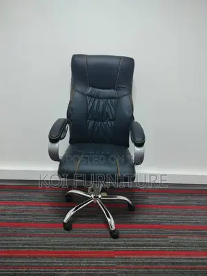 Office Desk : Dark Synthetic Leather Generic Executive Office Chair