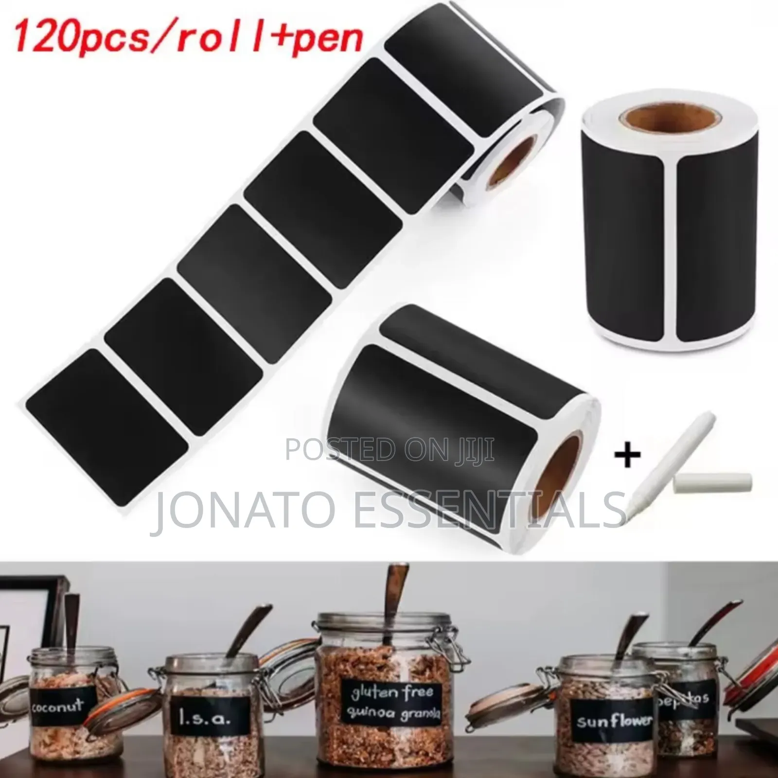 Chalkboard Labels Sticker Roll (120pcs + Liquid Pen) Jar Organizer