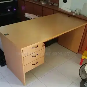 Customized Brown Study Space Desk With Drawers