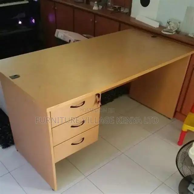 Customized Brown Study Space Desk With Drawers