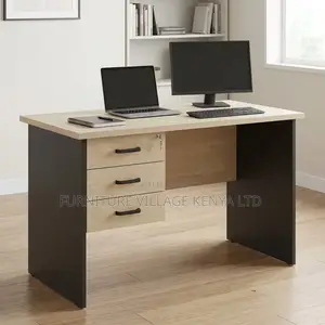 Customized Brown Study Space Desk With Drawers