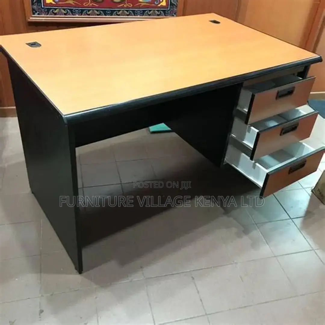 Customized Brown Study Space Desk With Drawers
